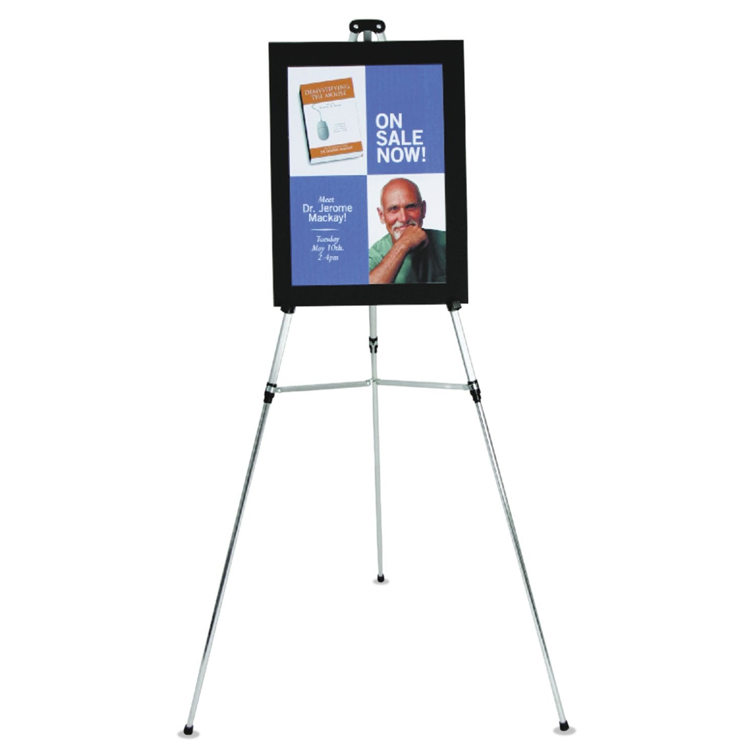Quartet Easel, Aluminum, Lightweight, Telescoping, 66'' Max. Height, Supports 25 Lbs, Silver Finish (50E)